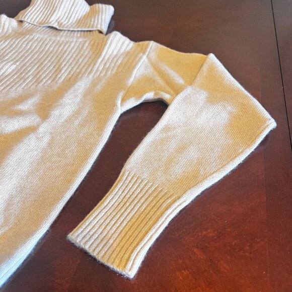 Mary‎ Ann Restivo Womens  Turtleneck Sweater 100% Cashmere S Beige Ribbed - Picture 2 of 9